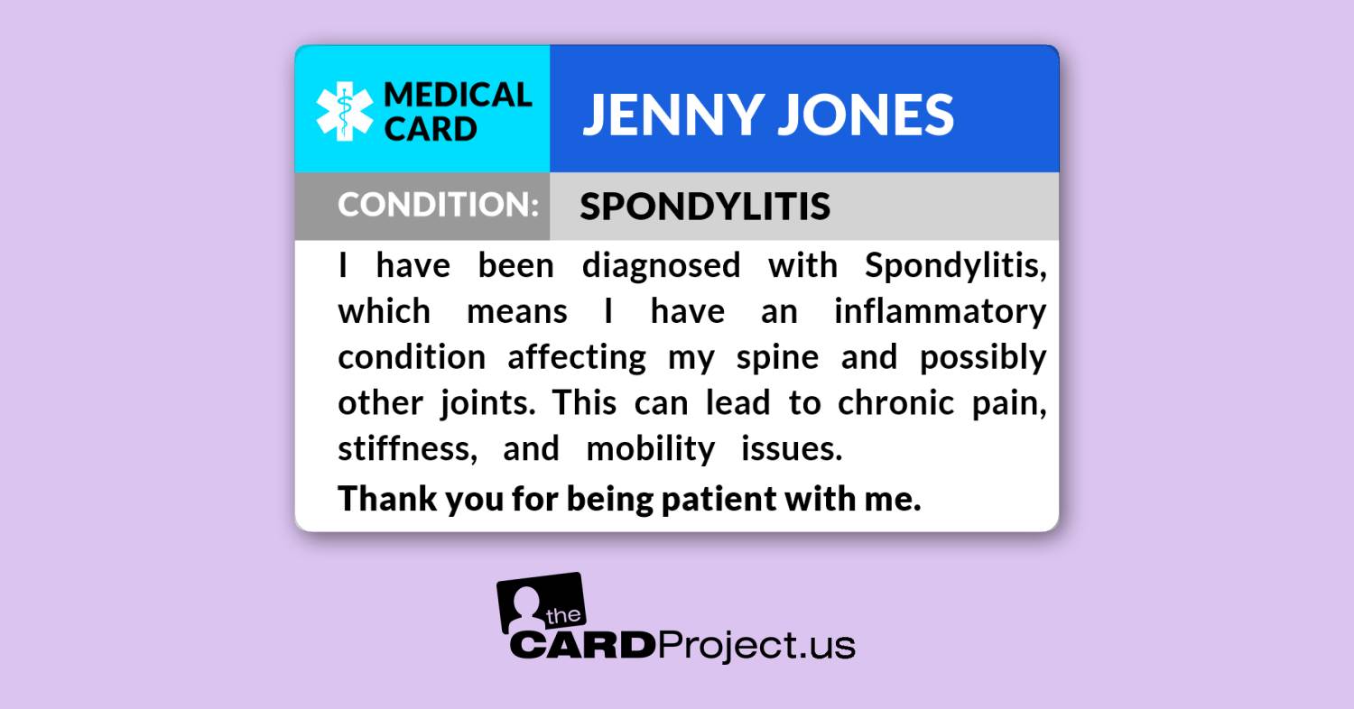 Spondylitis Medical ID Card (FRONT)